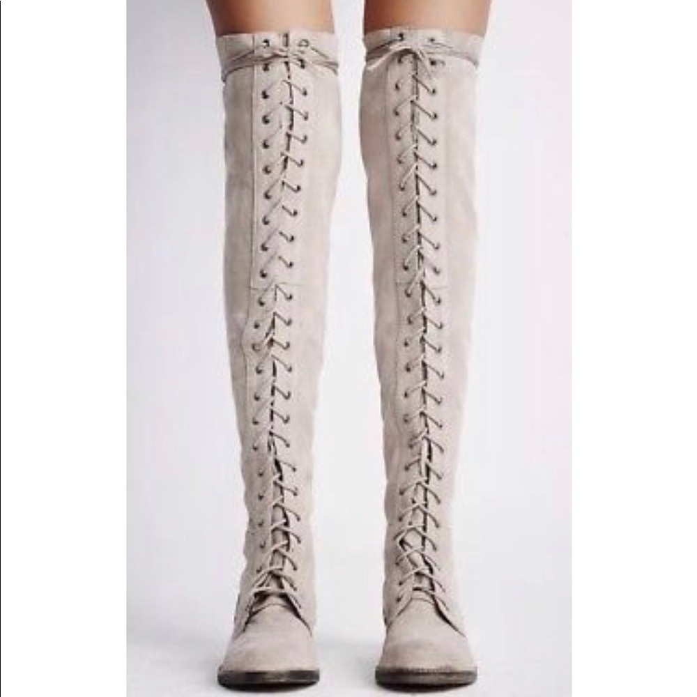 NWT Free People Tennessee Grey Suede Laceup Boots